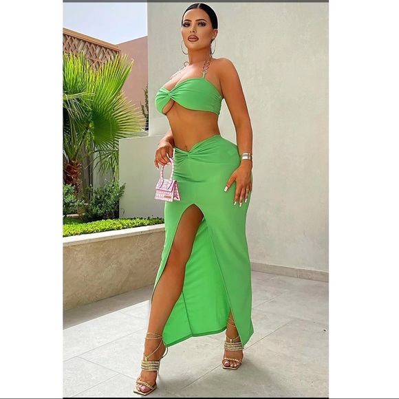 Fashion Nova | Green Maxi Skirt Set - Picture 1 of 5